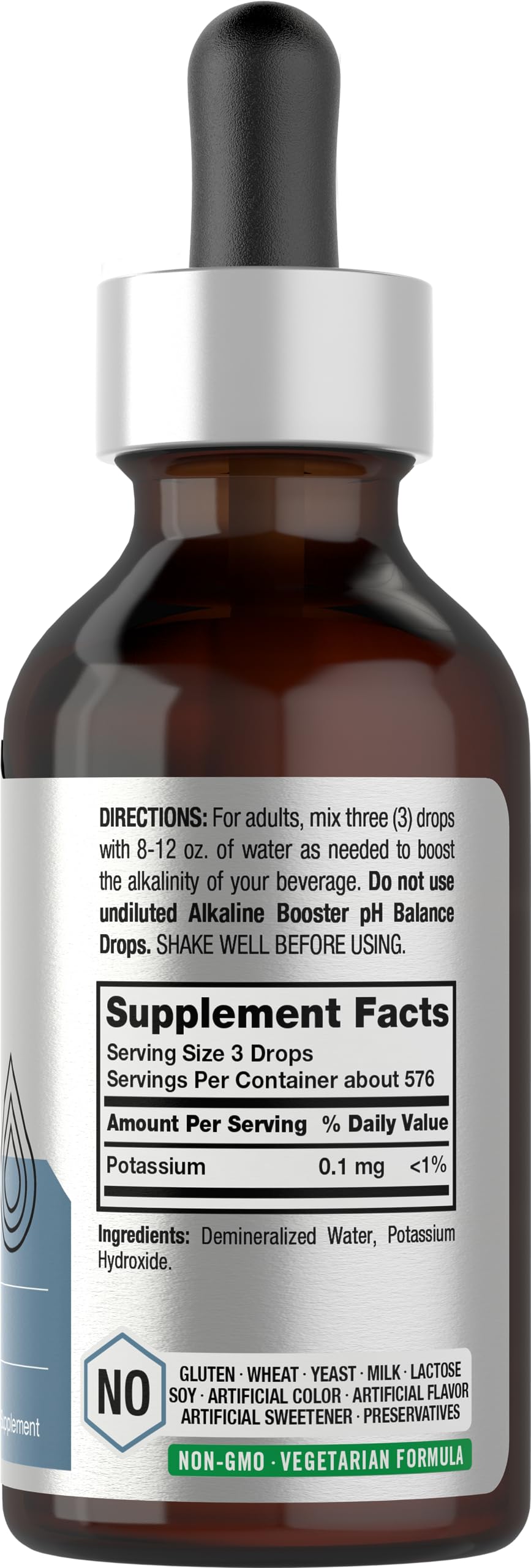 Horbaach Alkaline Water Drops 2 oz back label