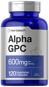 Front view of Horbaach Alpha GPC 600mg bottle