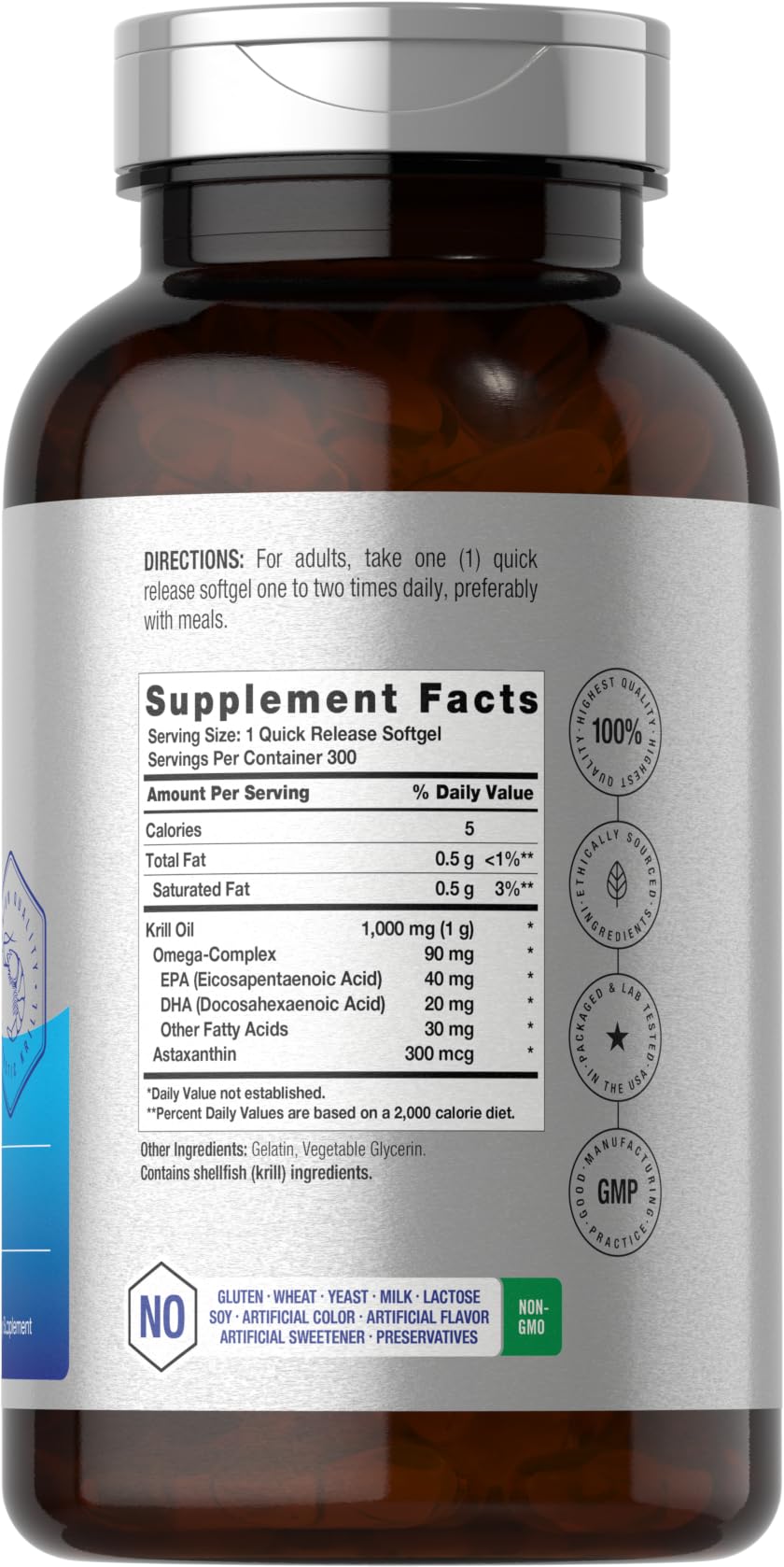 Horbaach Antarctic Krill Oil 1000mg bottle with label