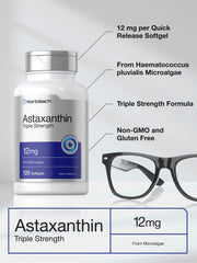Close-up of orange astaxanthin softgels
