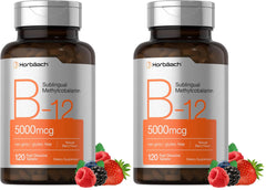 Horbäach B12 5000 mcg Sublingual Tablets Berry Flavor bottle front