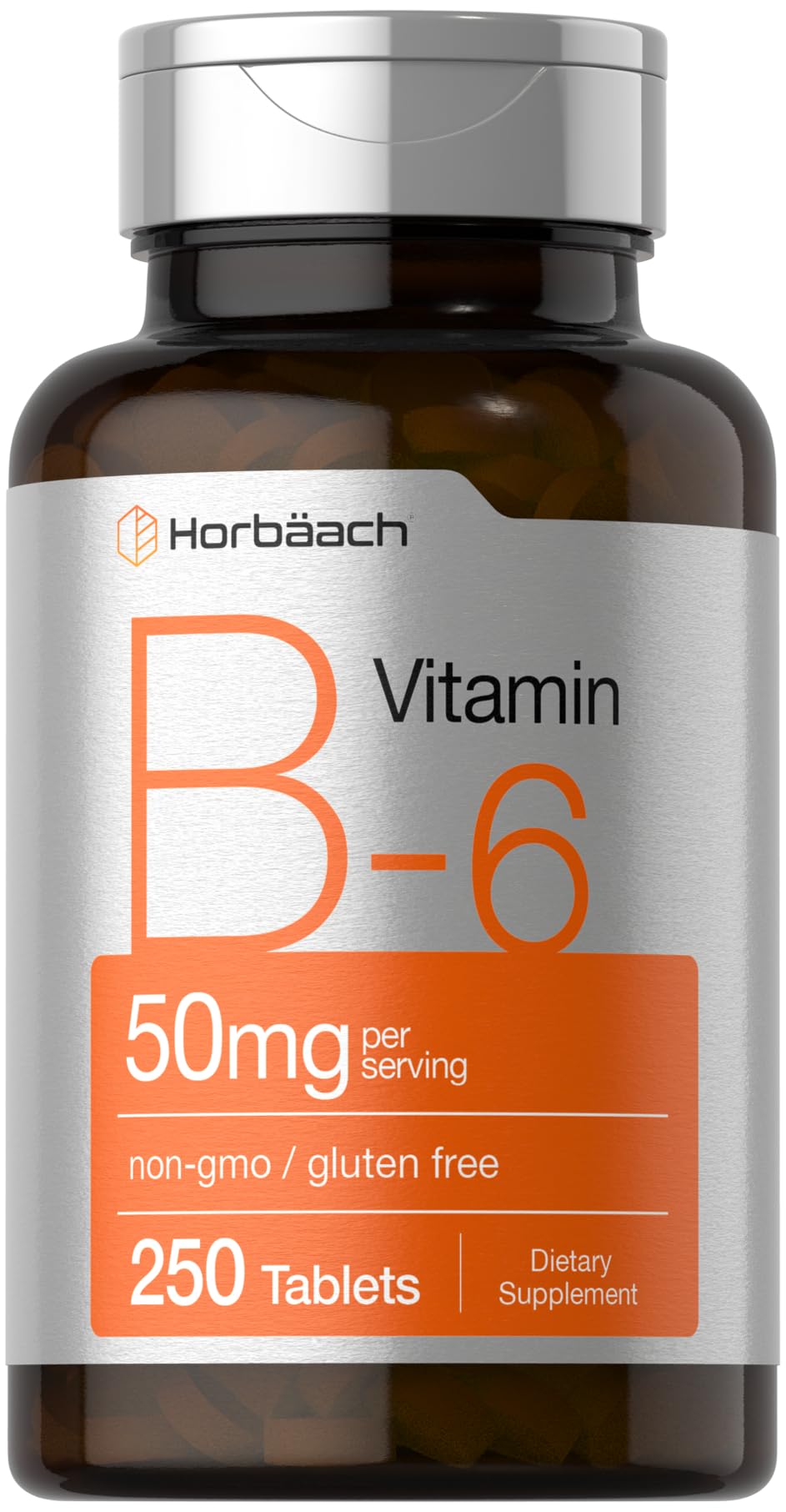 Horbäach Vitamin B6 50mg bottle with 250 tablets