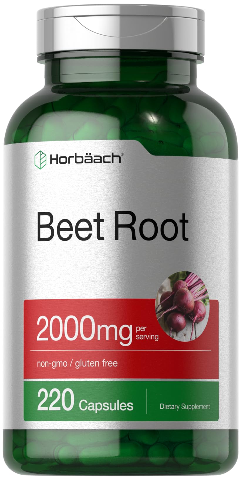 Horbäach Beet Root Powder Capsules bottle front label