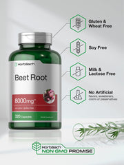 Nutritional facts panel close-up Horbäach Beet Root Powder Capsules