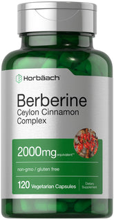 Bottle of Horbäach Berberine with Ceylon Cinnamon 2000mg 120 veggie capsules