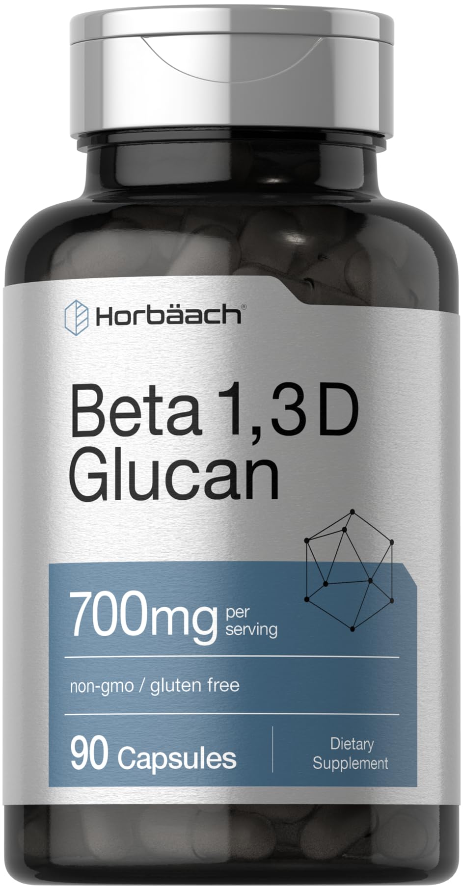 Front view of Horbaach Beta Glucan 700 mg bottle