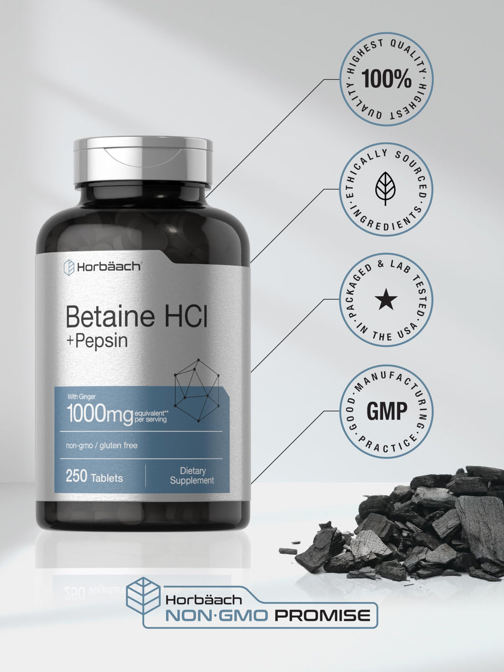 Ginger root included in Horbäach Betaine HCl with Pepsin