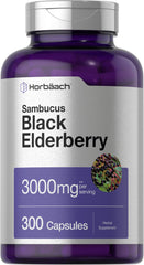 Horbäach Black Elderberry 3000mg capsules bottle – 300 count