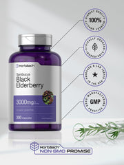 Non-GMO and Gluten Free indicators on elderberry bottle