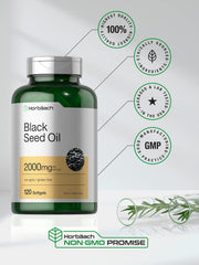 Non-GMO and gluten-free Horbaach Black Seed Oil packaging