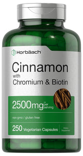 Horbäach Cinnamon 2500mg with Chromium and Biotin bottle front view