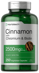 Horbäach Cinnamon 2500mg with Chromium and Biotin bottle front view