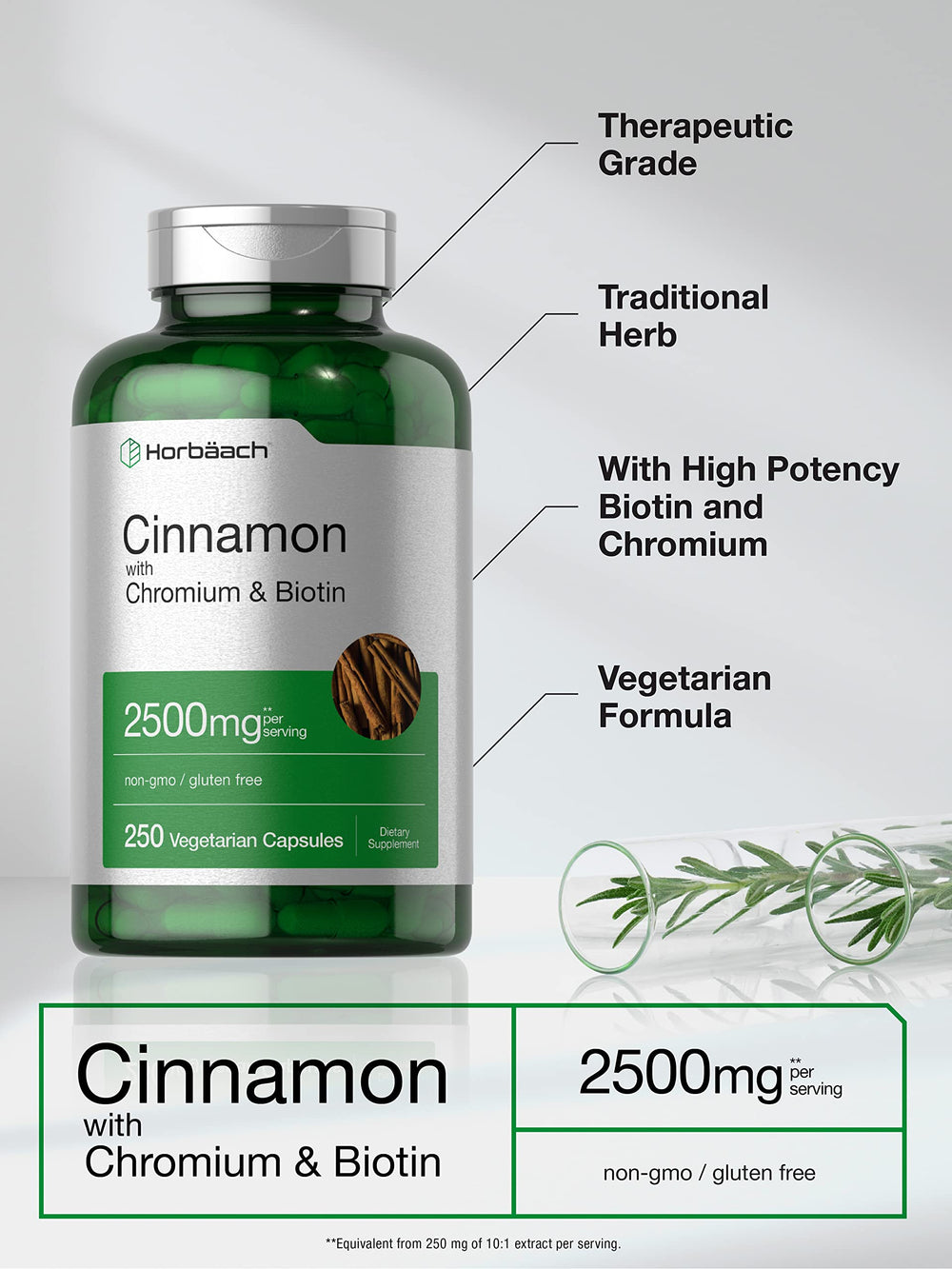 Capsules of Horbäach Cinnamon 2500mg with Chromium and Biotin