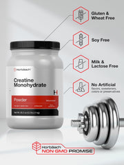 Unflavored creatine monohydrate powder container with scoop