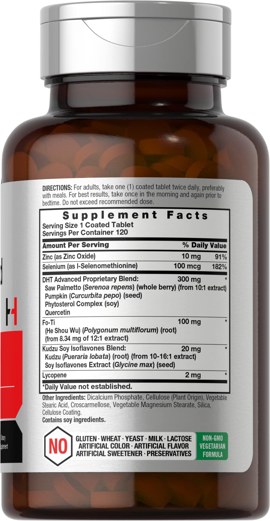 Front view of Horbäach DHT Advanced Hair Formula bottle with label