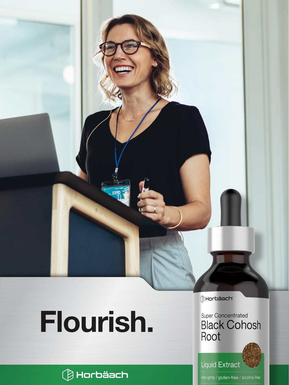 Pouring Horbäach Black Cohosh tincture drops
