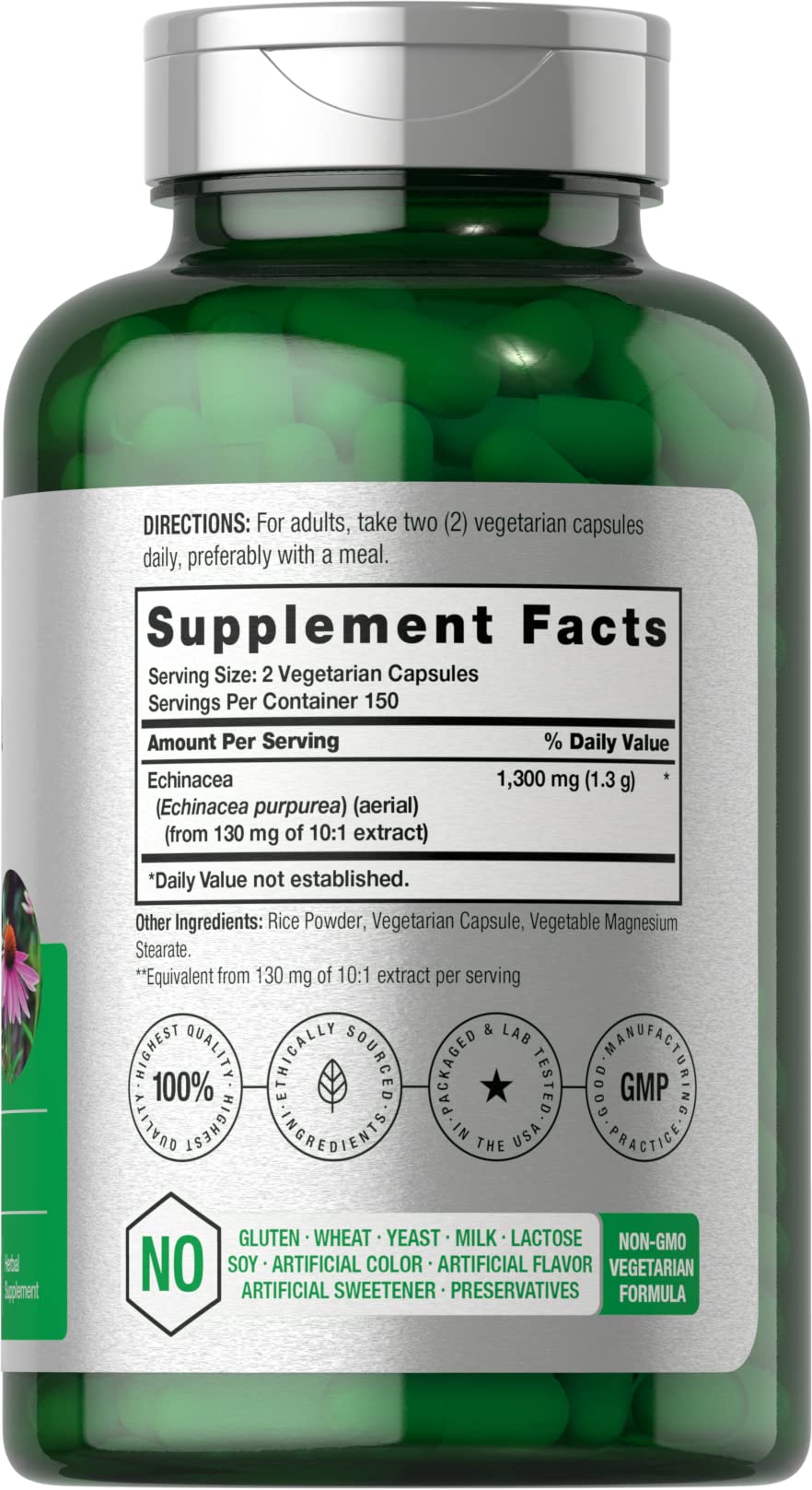 300-count bottle of Horbäach Echinacea capsules