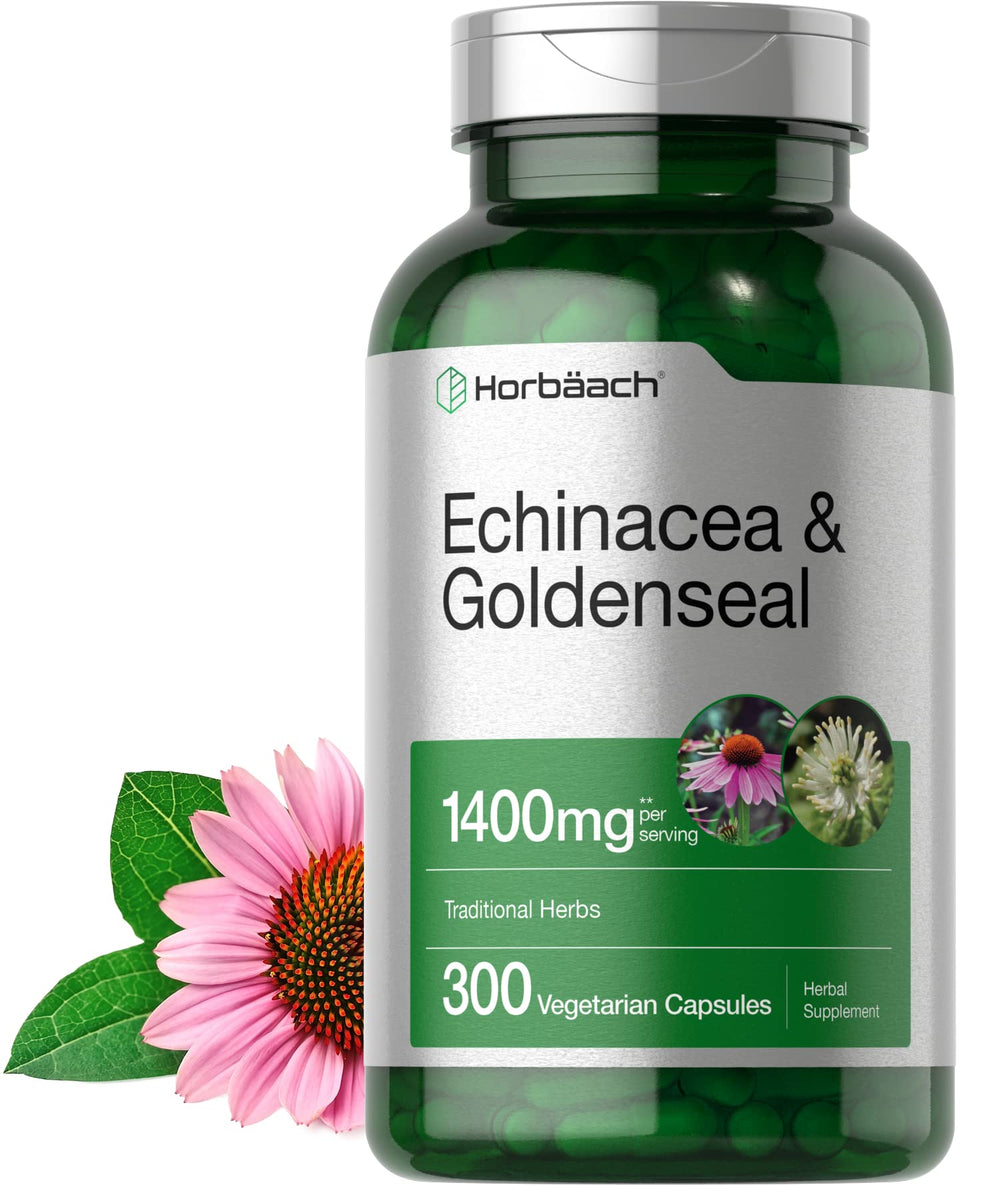 Horbäach Echinacea Goldenseal capsules bottle with label