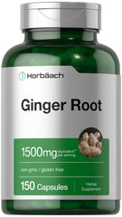 Bottle of Horbäach Ginger Root Capsules 1500 mg with label
