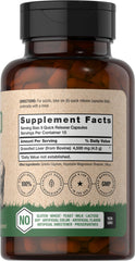 Close-up of 4500 mg per serving on Horbaach Beef Liver bottle