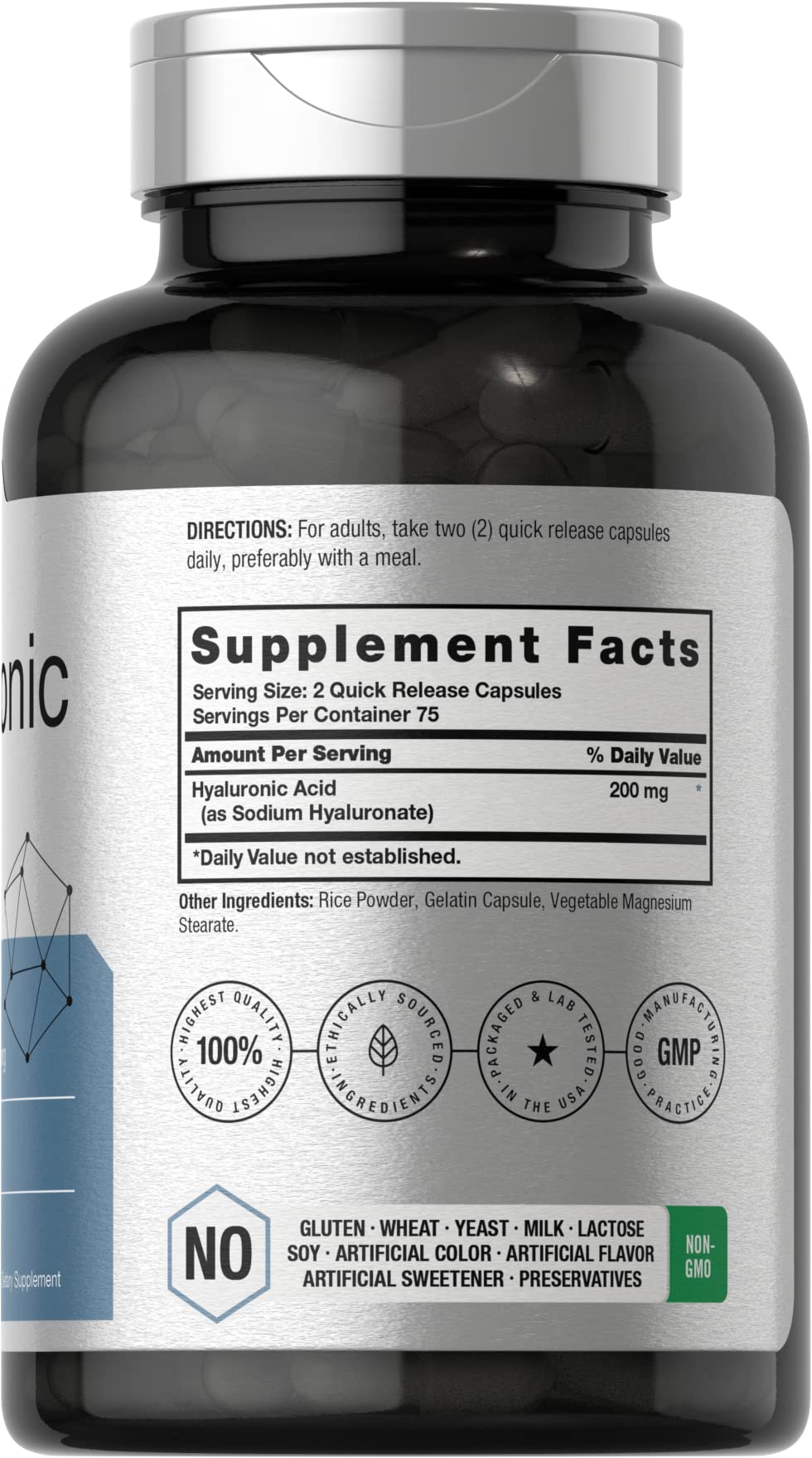 Horbaach Hyaluronic Acid bottle label close-up