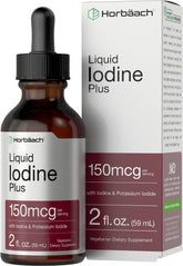 Front view of Horbaach Iodine Liquid Drops bottle 2 oz