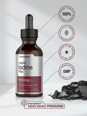 Gluten Free Non-GMO Vegetarian symbol on iodine drops