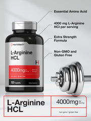 L-Arginine 4000mg ingredient list showing gluten-free and non-GMO