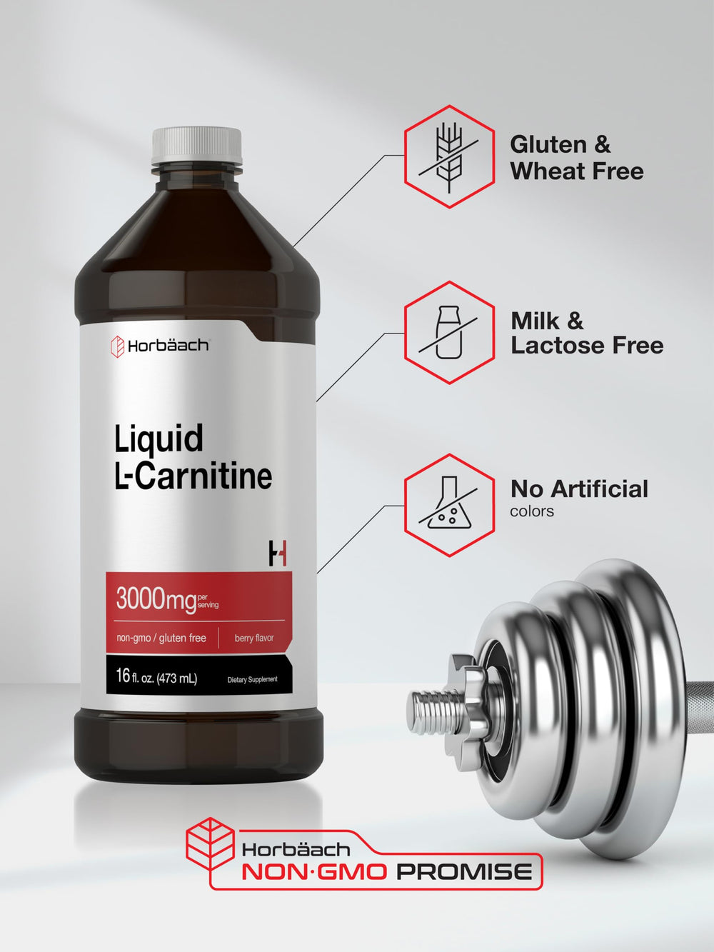 Vegetarian Horbäach L-Carnitine Liquid formula suitable for plant-based diets.