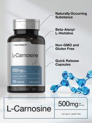 Horbäach L-Carnosine bottle label emphasizes non-GMO and gluten-free formula