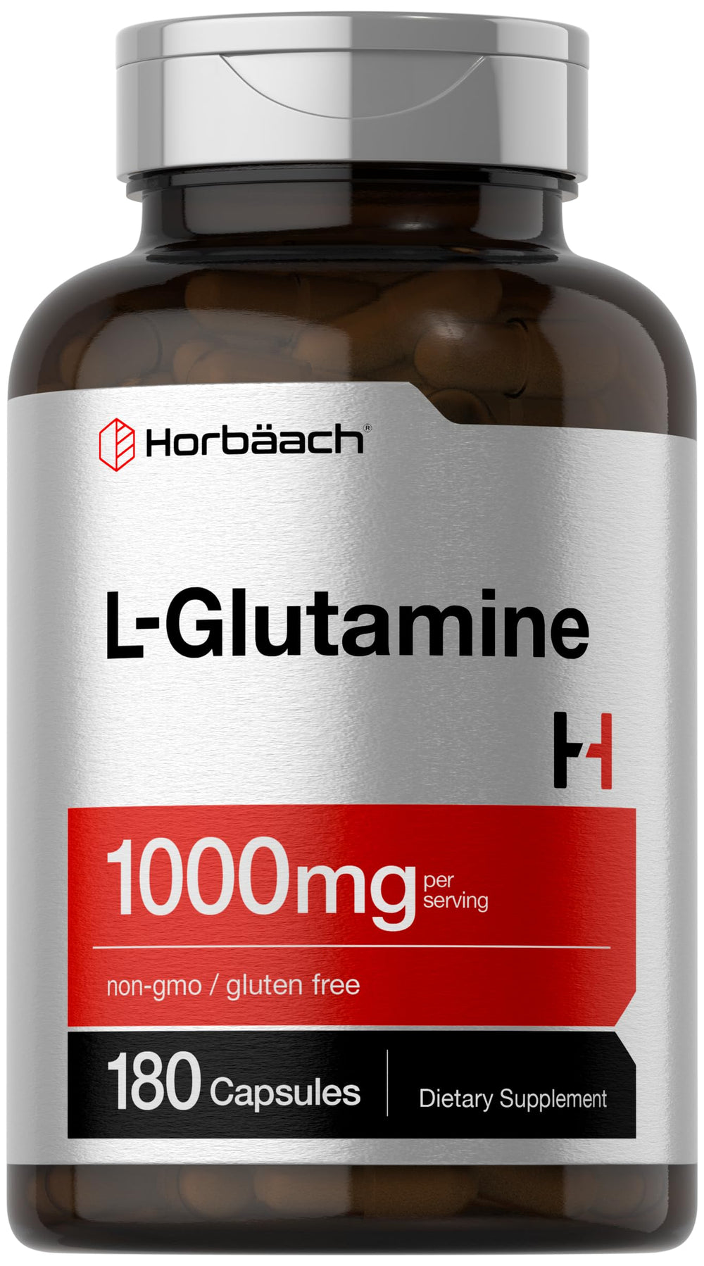 Horbaach L-Glutamine Capsules bottle front view