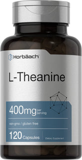 Front view of Horbäach L-Theanine 400 mg bottle (hero image)
