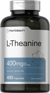 Horbäach L-Theanine 400mg bottle with 400 capsules
