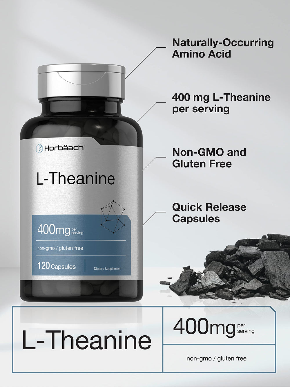 Ingredient panel for Horbäach L-Theanine 400 mg