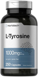 Horbäach L-Tyrosine 1000 mg bottle with 250 capsules