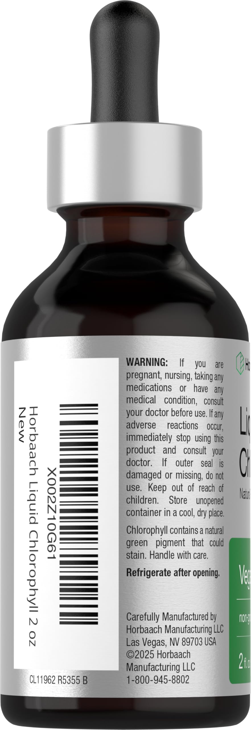 Peppermint flavor label on Horbäach Chlorophyll Drops