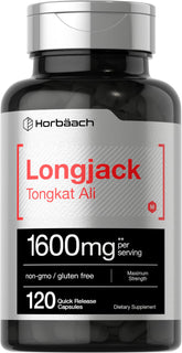 Horbaach Longjack Tongkat Ali 1600mg bottle with 120 capsules