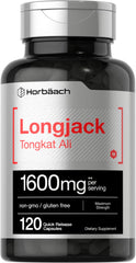 Horbaach Longjack Tongkat Ali 1600mg bottle with 120 capsules