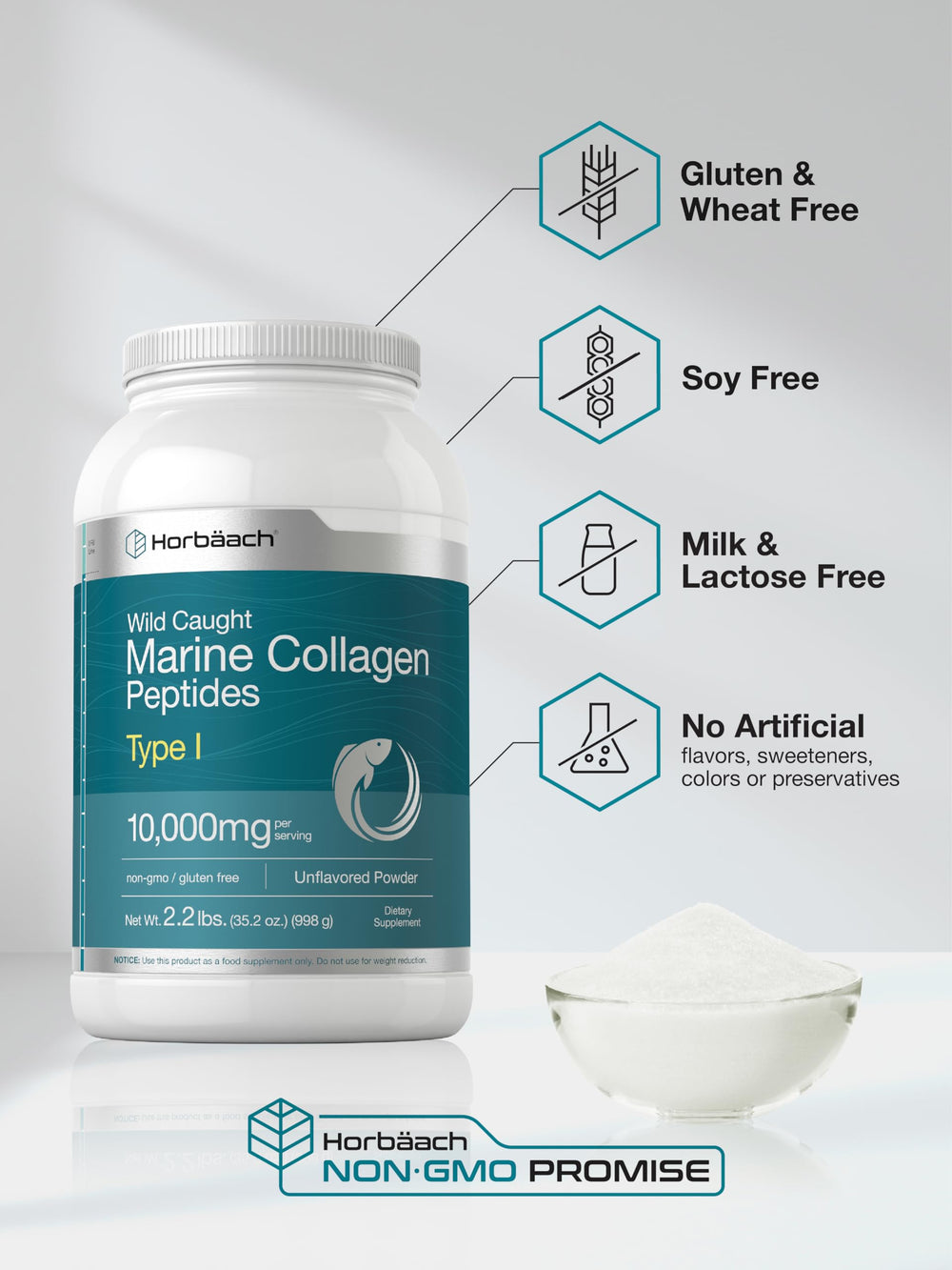 Scoop of Horbaach Marine Collagen Powder