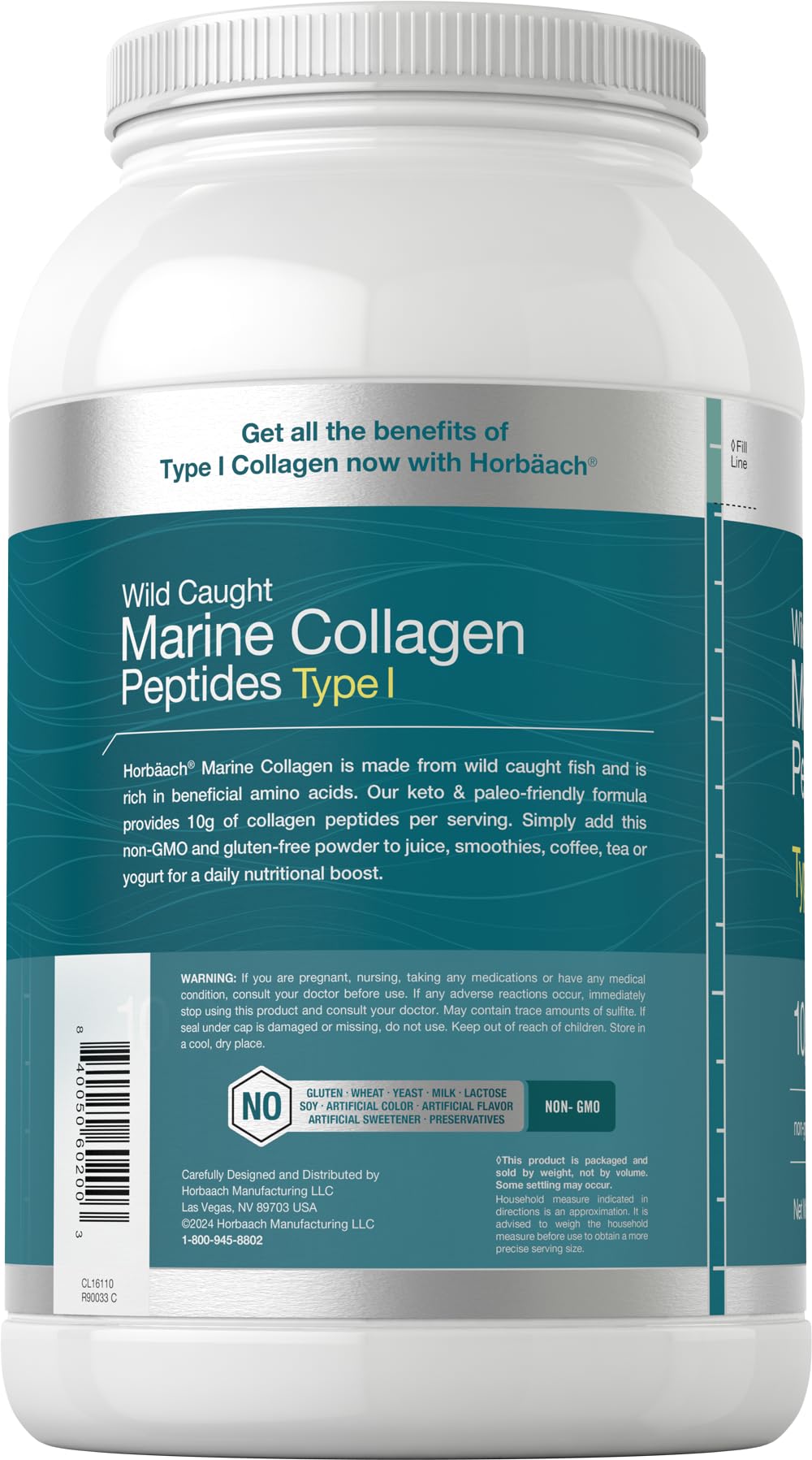 Unflavored Horbaach Marine Collagen Powder packaging