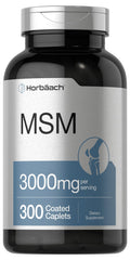 Horbäach MSM supplement bottle showing 3000 mg MSM per serving