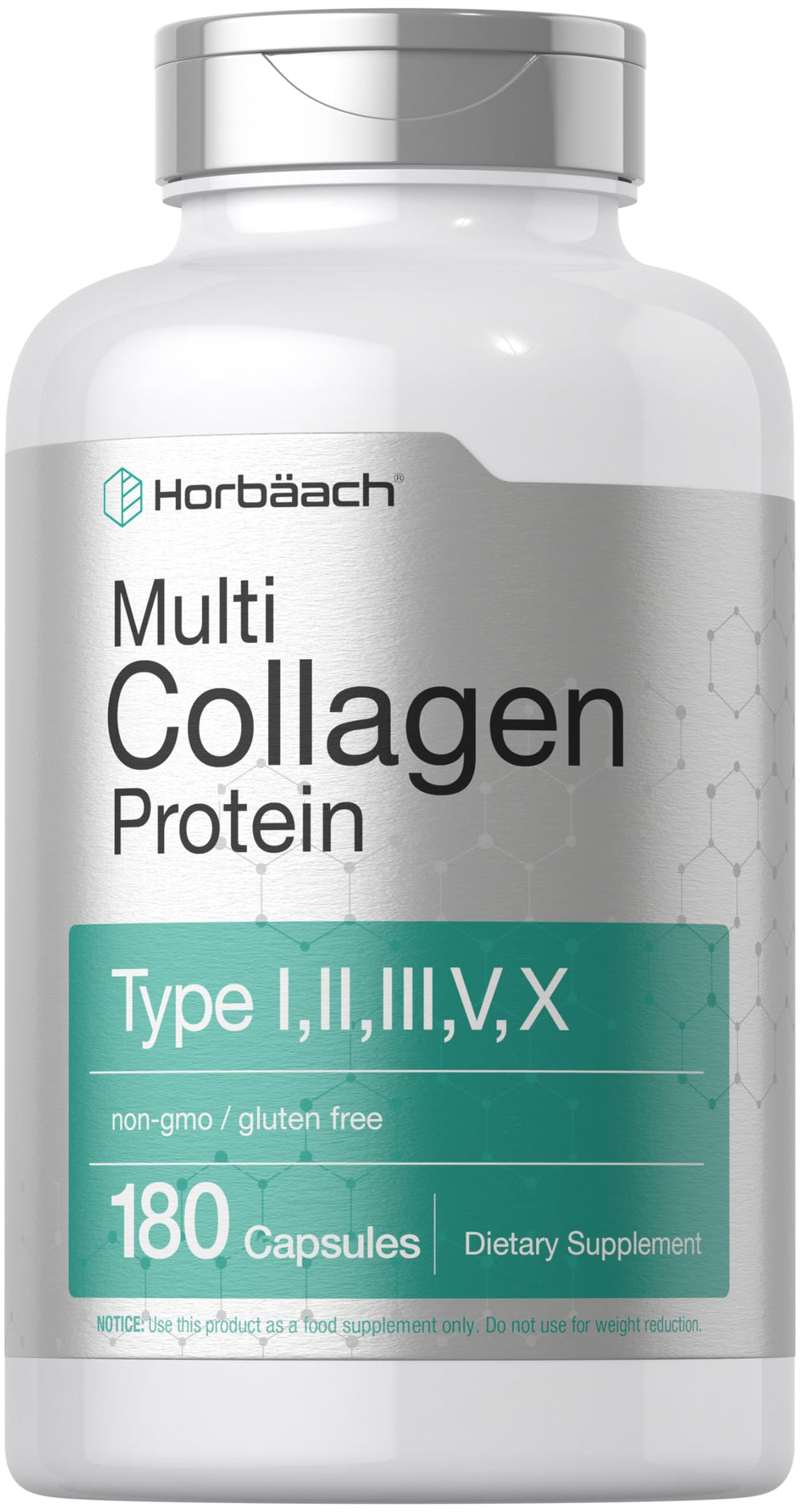 Front view of Horbaach Multi Collagen Protein bottle