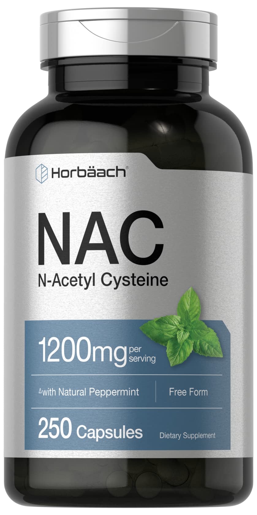 Horbäach NAC 1200mg bottle with capsules