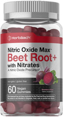 Horbäach Nitric Oxide Beet Root Gummies bottle with strawberry flavor