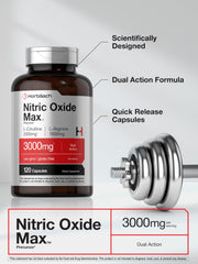Horbäach Nitric Oxide bottle side profile showing compact, easy-to-carry pre-workout packaging.