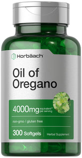 Horbäach Oregano Oil 4000mg bottle and capsules