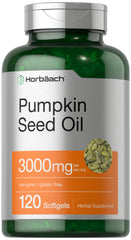 Horbaach Pumpkin Seed Oil bottle for convenient daily omega fatty acid support.