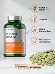 Horbäach Pumpkin Seed Oil bottle with pour spout—easy daily use.