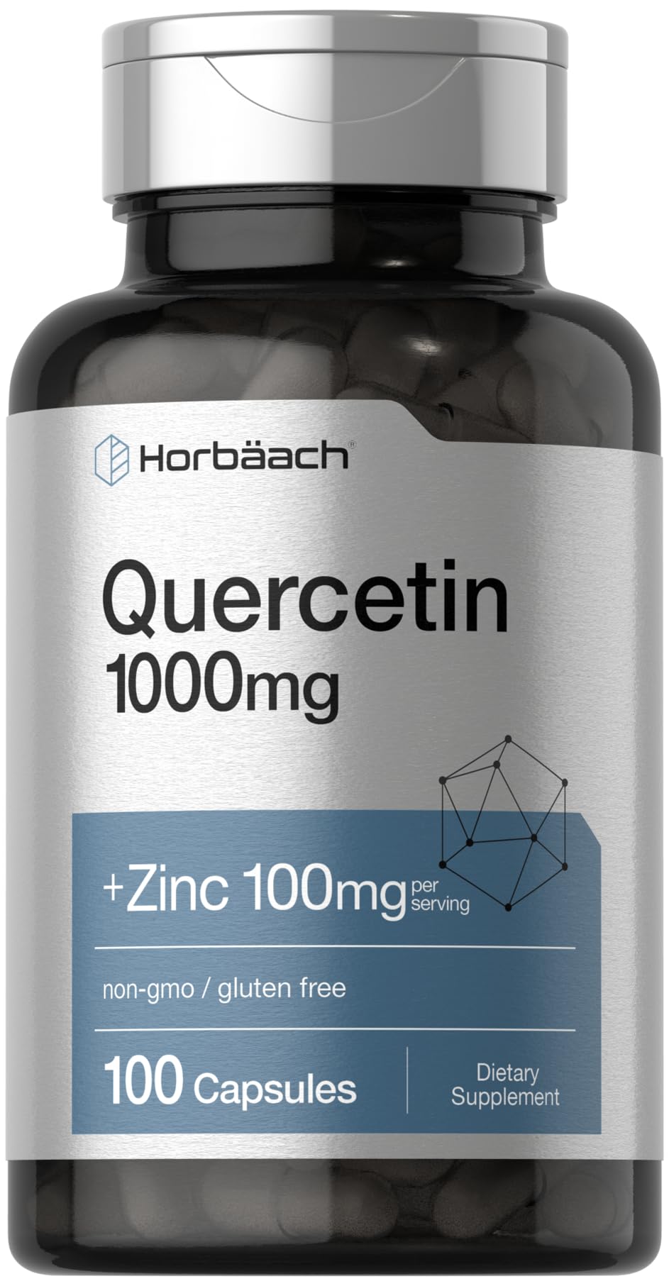 Bottle of Horbaach Quercetin 1000mg capsules