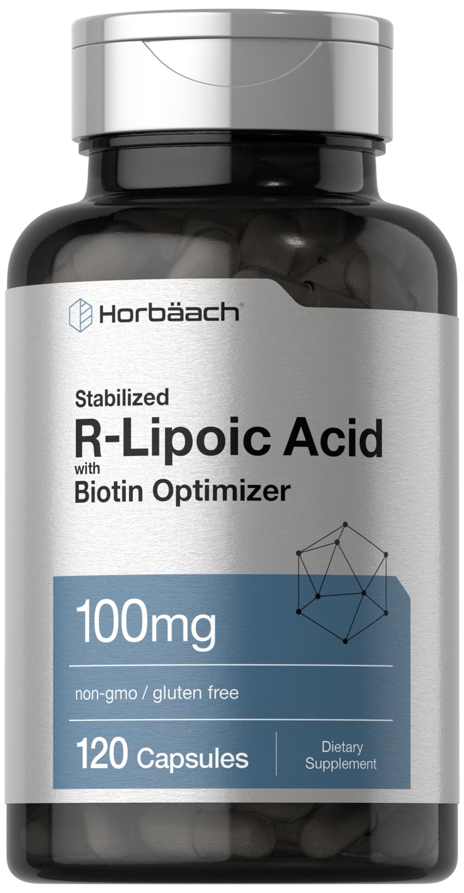 Horbaach R-Lipoic Acid 100 mg bottle with 120 capsules
